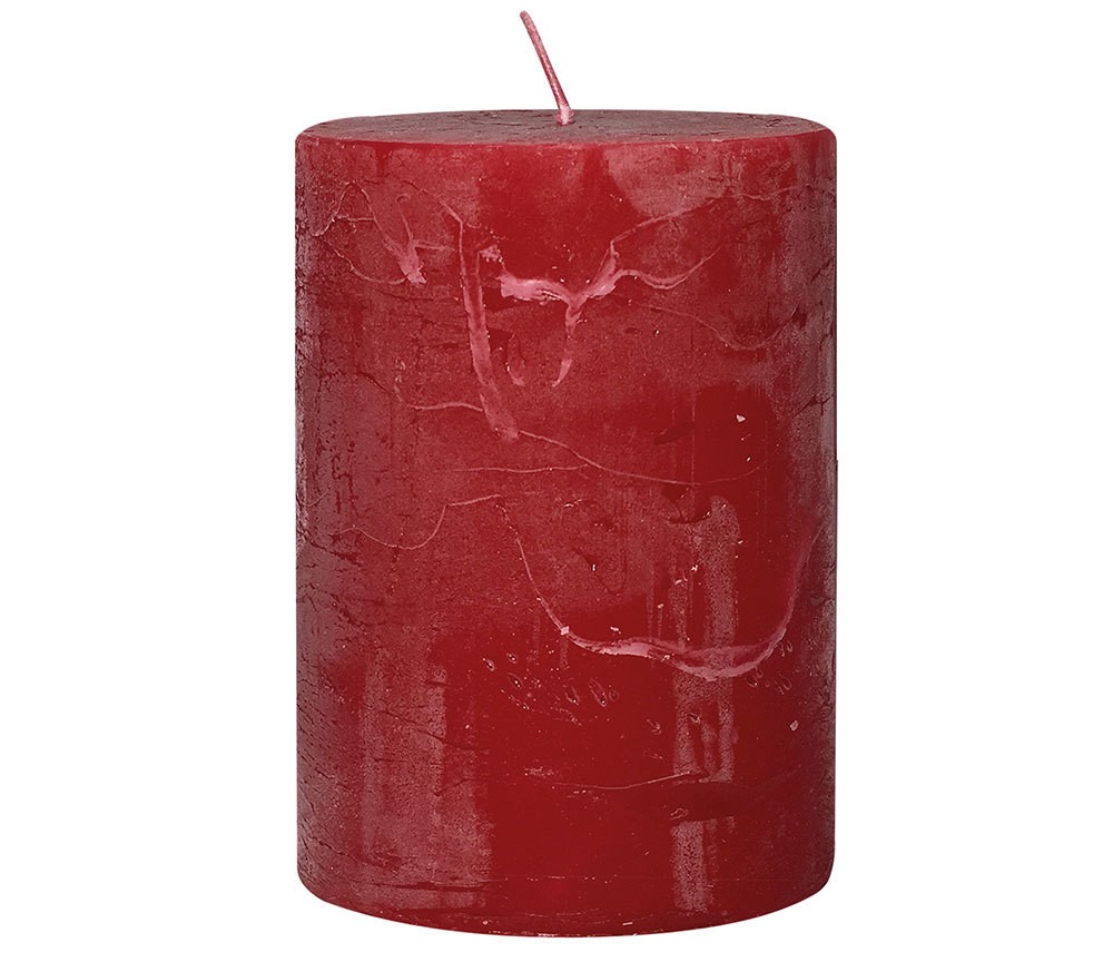 4 Rustic Stumpenkerzen Premium Kerze Rot 7x10cm - 45 Std Brenndauer