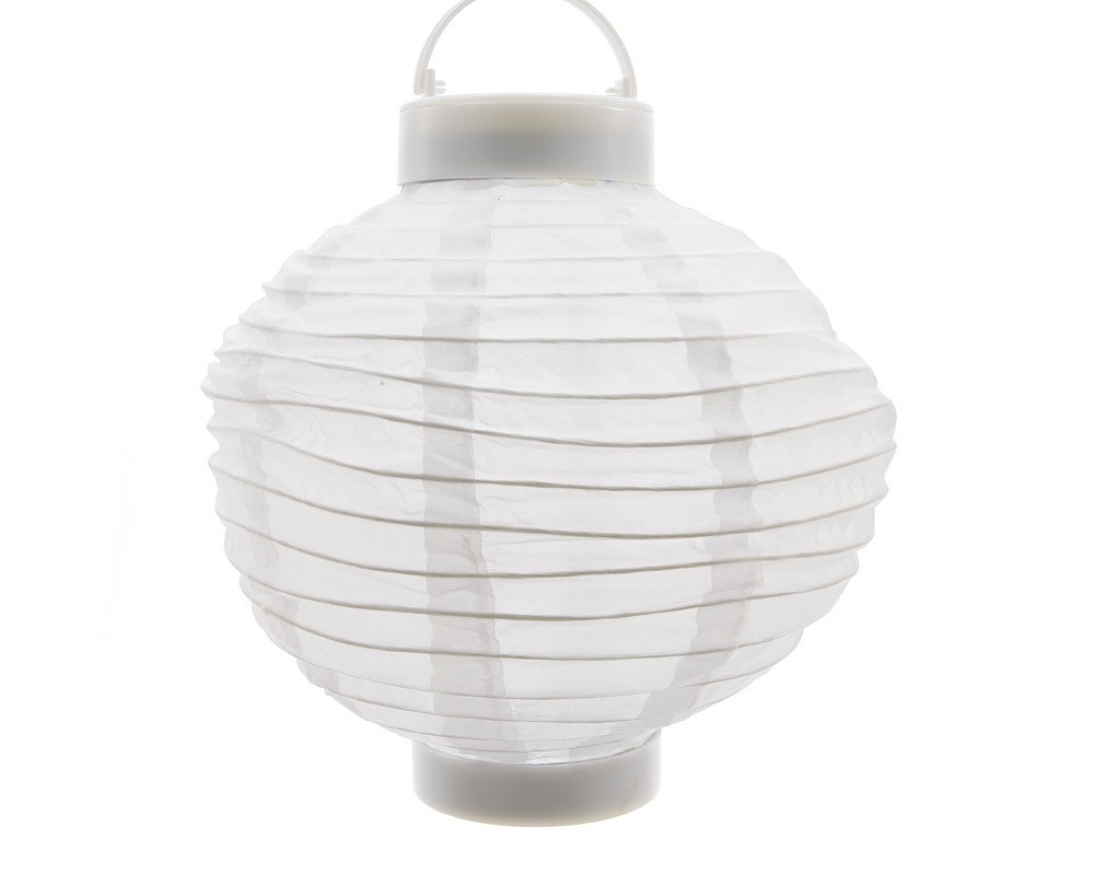Solar Garten Lampion Weiß Laterne zum Aufhängen LED Warmweiß Ø 20 cm
