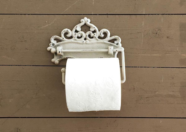 Toilettenpapierhalter Jugendstil Nostalgie Gusseisen Antik-Stil Weiß Vintage