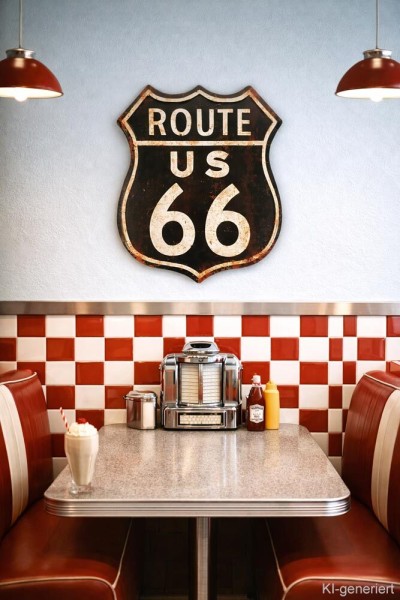 Blechschild ROUTE 66 US Groß Retro Vintage Deko XL Highway Geprägt 40 x 50 cm