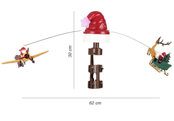 Christbaumspitze mit fliegendem Weihnachtsschlitten Flugzeug Bewegung Musik LED