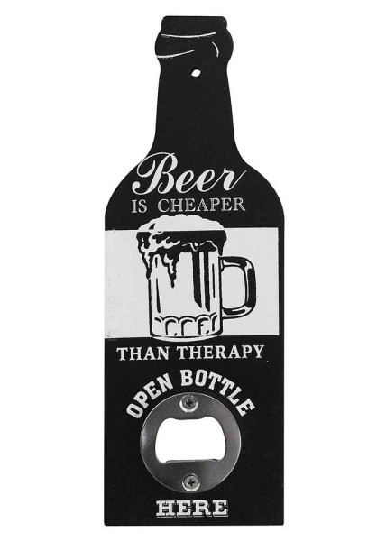 Flaschenöffner BEER IS CHEAPER THAN THERAPY Vintage-Stil Kapselheber Öffner 20cm