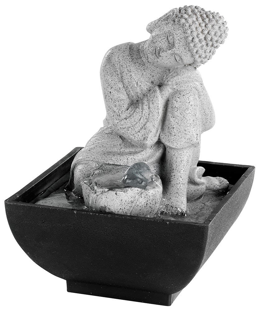 Zimmerbrunnen Buddha Zierbrunnen Dekobrunnen mit Pumpe Feng Shui 17cm