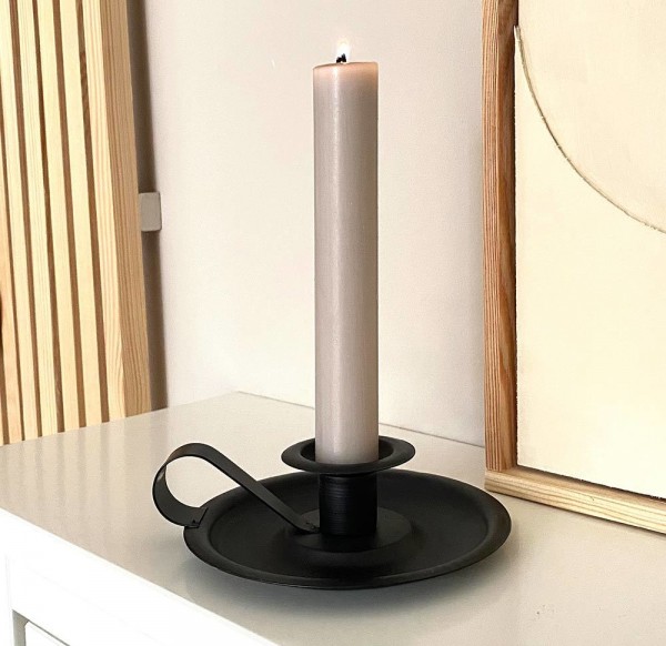Kerzenhalter mit Henkel Biedermeier Kerzenständer Vintage Metall Schwarz