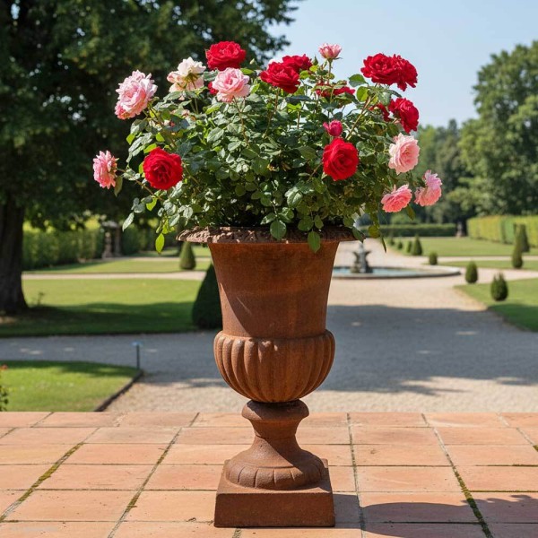 Französische Louvre Vase Groß Gusseisen Schwer Antik-Stil Edel- Rostig 62 cm