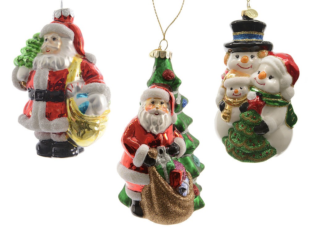Christbaumfiguren SANTA CLAUSE & SCHNEEMANN Christbaumschmuck Echt Glas Handbemalt 3 Stück Christbaumfiguren SANTA CLAUSE & SCHNEEMANN Christbaumschmuck Echt Glas Handbemalt 3 Stück