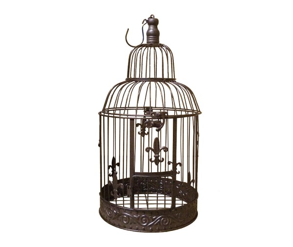 Deko Vogelkäfig Lilie Nostalgie Voliere Landhausstil Antik-Braun Dekokäfig