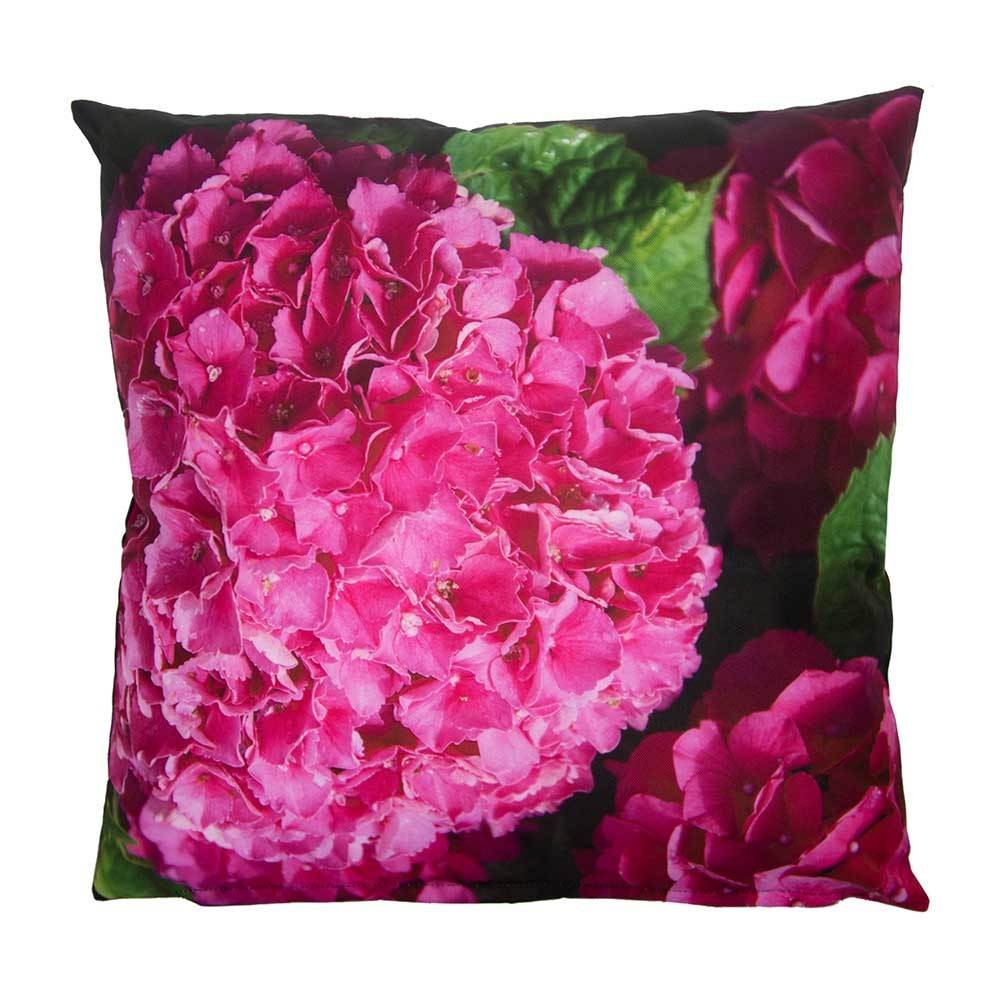 Outdoor Kissen Hortensie Pink Gartenkissen Blume Wasserabweisend 40 x 40 cm