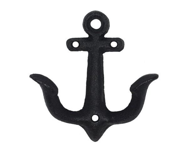 Garderobenhaken Anker Doppelhaken Maritim Gusseisen Schwarz Antik-Stil
