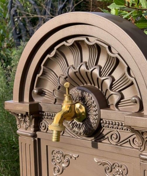 Standbrunnen mit Wasserhahn Wasserzapfsäule Garten Terrasse Antik-Stil 83cm