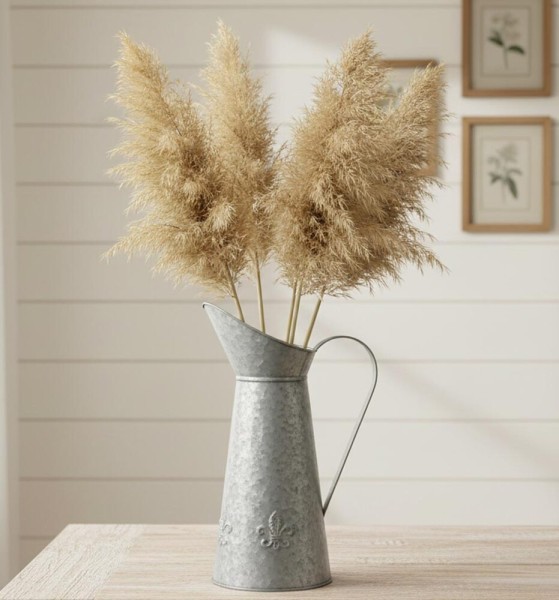 Deko Vase Kanne Zink Lilie für Trockenblumen Vintage-Deko Zinkkrug Landhausstil