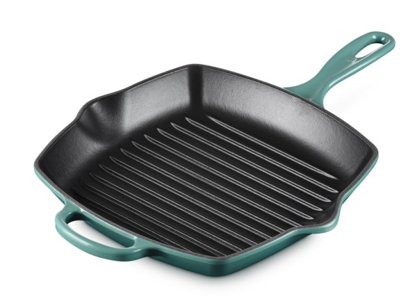 Le Creuset Grillpfanne Quadratisch Signature Gusseisen Bleu Riviera Blau 26cm