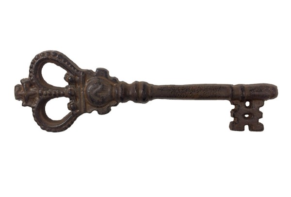 Deko Schlüssel Vintage Groß Krone Nostalgie Gusseisen Antik-Braun 25cm