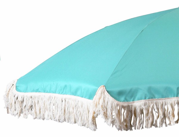 Sonnenschirm BALI Türkis mit Fransen UV Schutz Knickbar Erdspieß Ø 160cm