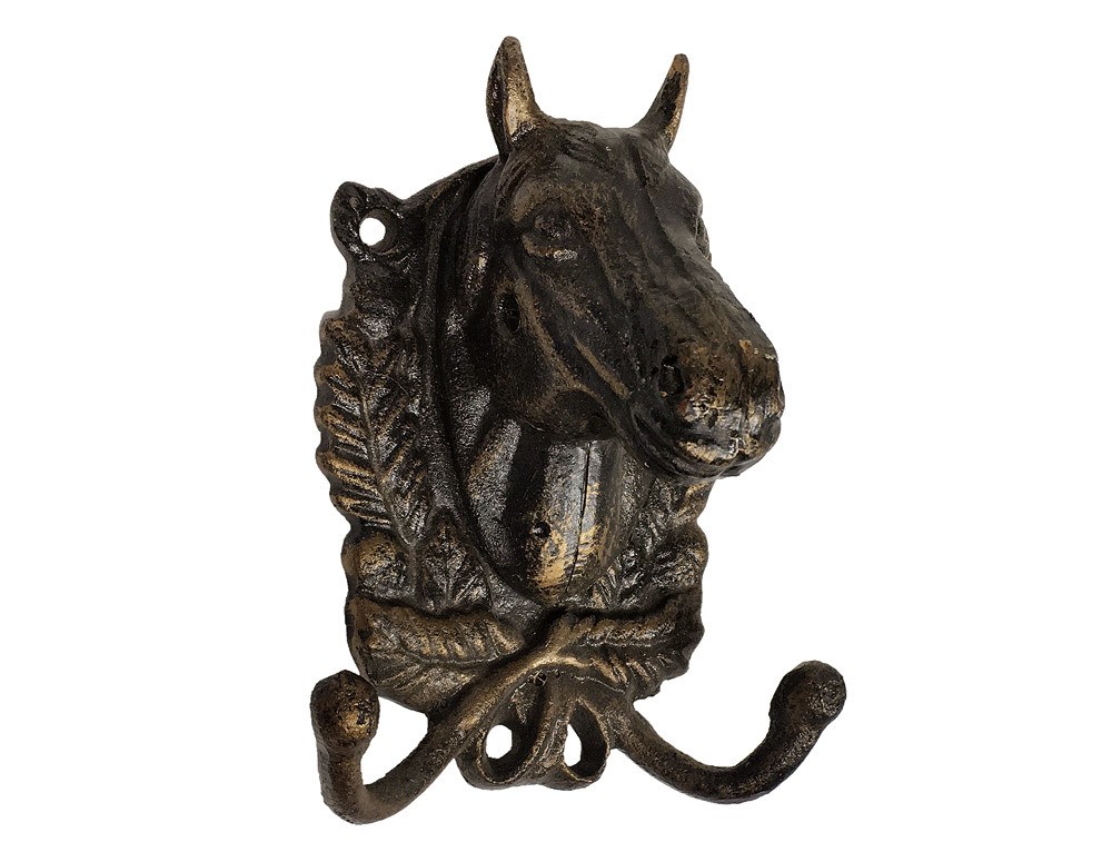 Wandgarderobe Pferd Hufeisen Haken Bronze-Optik Gusseisen Antik-Stil