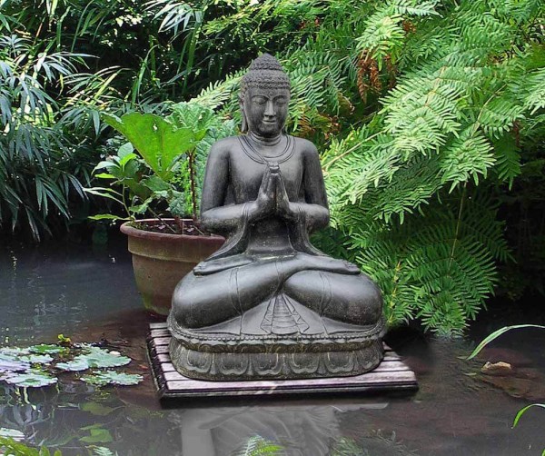 Buddha Figur XXL 125 cm Groß Guss-Stein Frostsicher Sitzend Gruß Garten Statue