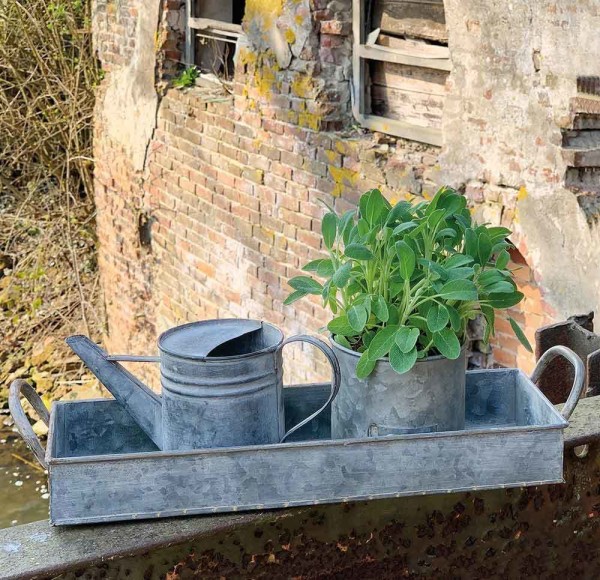 Mini Gießkanne aus Zink Deko Giesskanne Vintage Landhaus-Stil 11cm