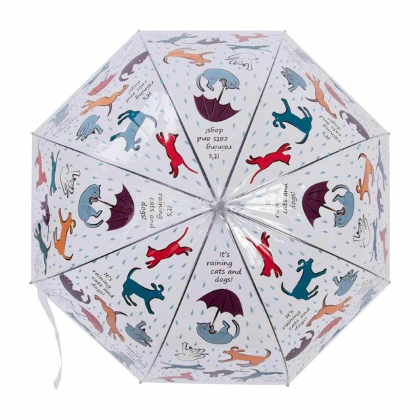 Regenschirm It`s raining cats and dogs Stockschirm Hund Katze Transparent Ø 85cm