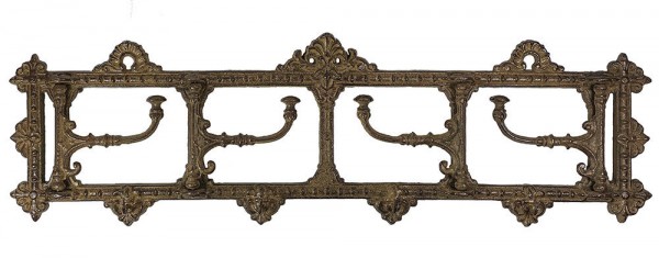 Wandgarderobe Nostalgie 4 bewegliche Haken Gusseisen Braun Antik-Stil Vintage