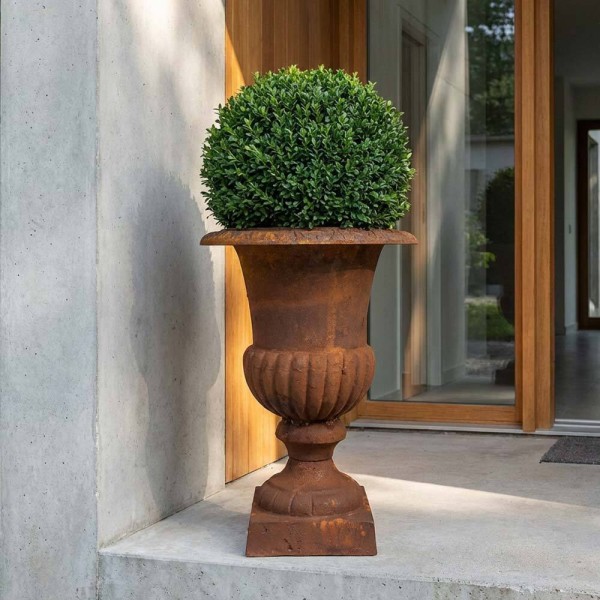 Französische Louvre Vase Groß Gusseisen Schwer Antik-Stil Edel- Rostig 62 cm