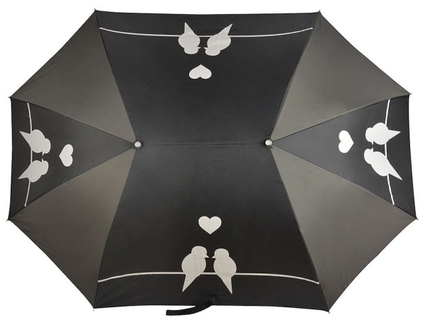 Regenschirm "Turteltauben" Partnerschirm für 2 Personen Schwarz-Weiß
