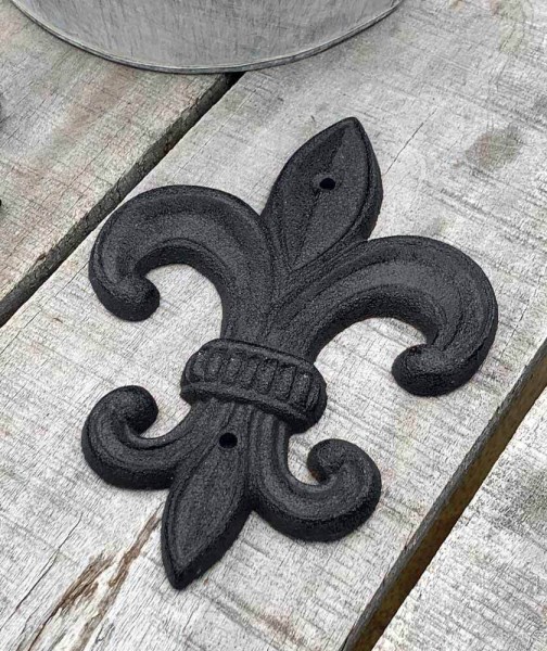 Lilie Deko Gusseisen Französische Fleur-de-Lys für Wand Antik-Stil Schwarz