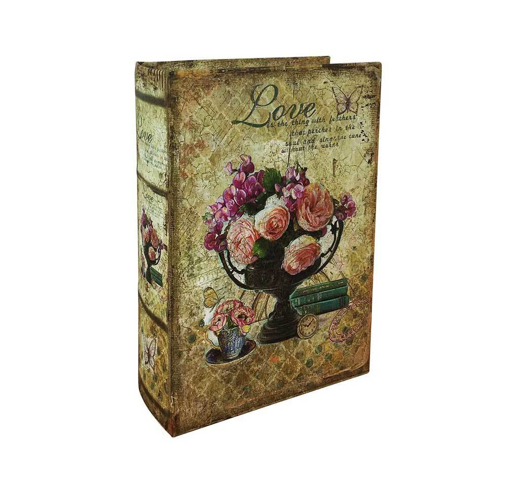 Hohles Buch mit Geheimfach Love Rosen Buchversteck Nostalgie 21 cm