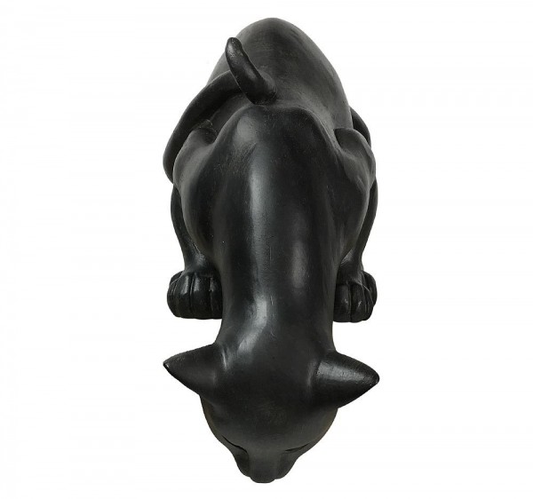 Figur Katze sitzend Dekofigur Katzen Skulptur lauernd Kunstguss schwarz-braun H 26cm