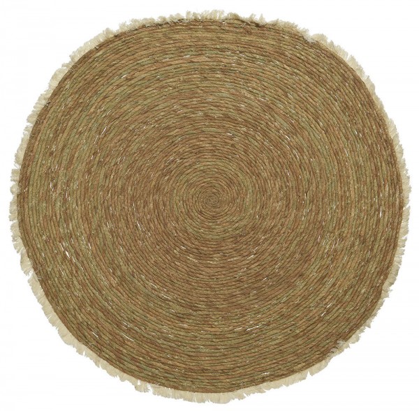 Teppich Boho Rund Maisstroh geknüpft Naturfaser Strohteppich Orient Braun 100cm