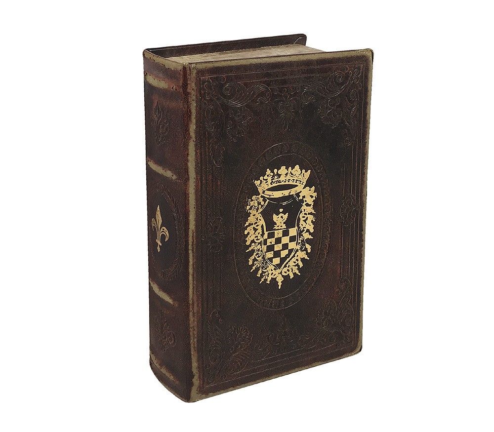 Hohles Buch mit Geheimfach Krone Lilie Antik-Stil Buchversteck Aufbewahrungsbox