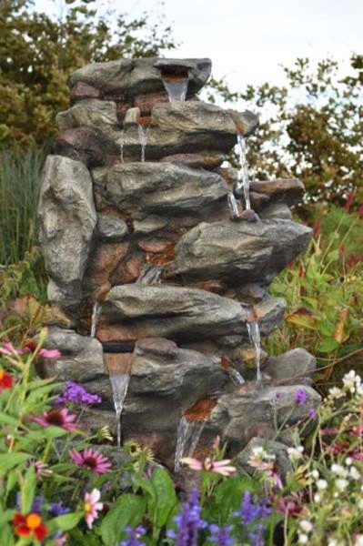 Ubbink AcquaArte Bonorva 127 cm Großes Wasserfall Set mit LED Naturgetreue Felsstruktur Gartenbrunne