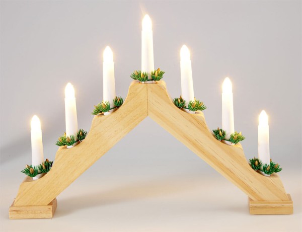 Lichterbogen Weihnachten Holz Batterie mit Timer Holz LED 7-flammig