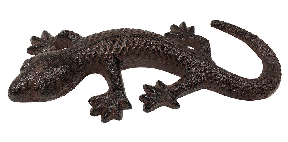 Dekofigur Gecko Eidechse Echse Skulptur Gusseisen Antik-Stil Braun