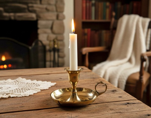 Kerzenhalter mit Henkel Biedermeier-Stil Kerzenständer Messing poliert