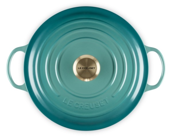 Le Creuset La Marmite Signature Familientopf Gusseisen Bleu Riviera Blau 26cm