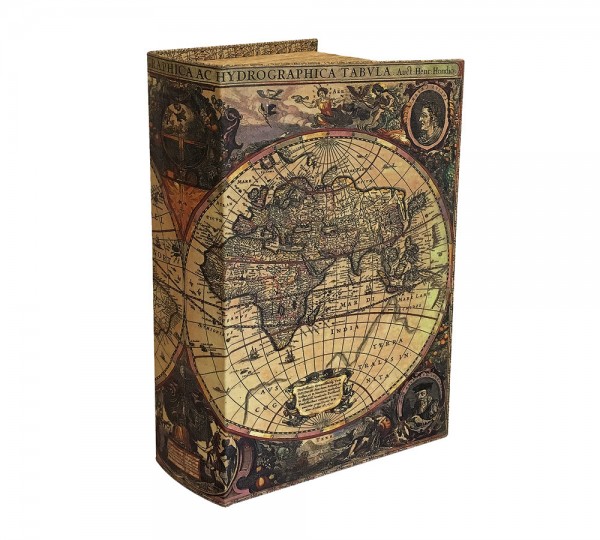 Hohles Buch mit Geheimfach Buchversteck Atlas Weltkarte Antik-Stil 27cm