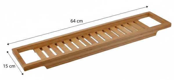 Badewannenablage Bambus Badewannentablett 64 x 15 cm Holz Natur