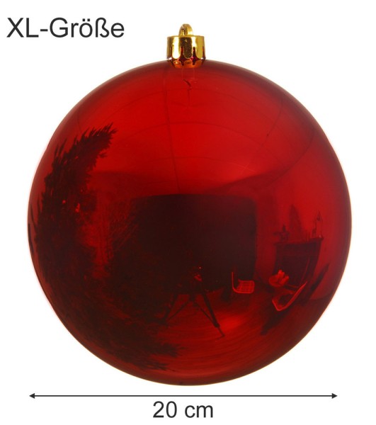 Große Weihnachtskugel 20 cm Rot Wetterfeste XL Christbaumkugel Außen und Innen