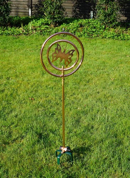 Rasensprenger Schmetterling Rotierend Kupfer mit Erdspieß Kreisregner