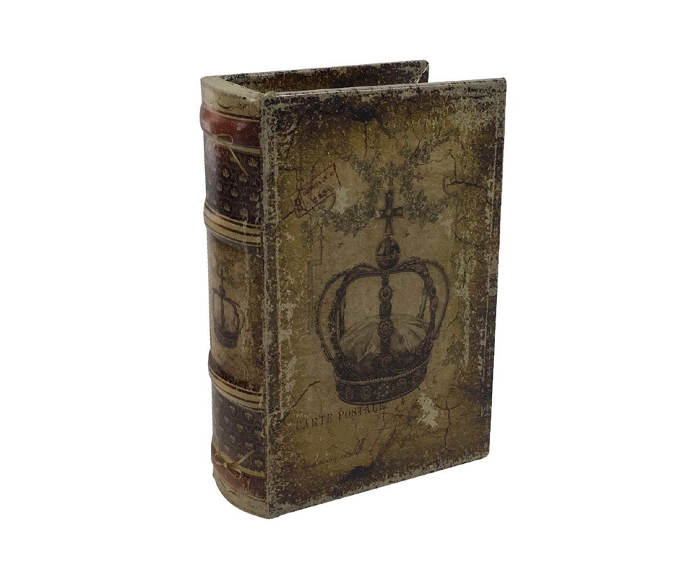 Hohles Buch mit Geheimfach Krone Antik-Stil Buchversteck Aufbewahrungsbox 15cm