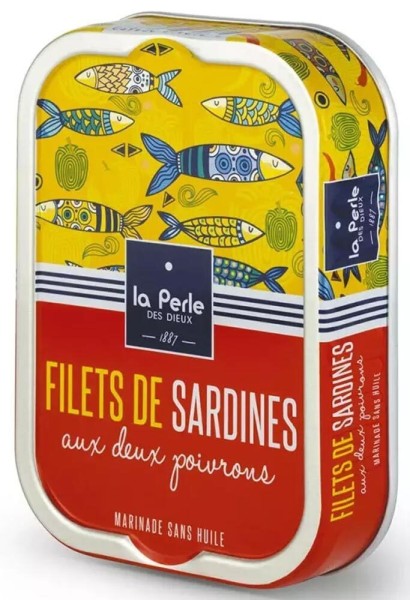La Perle des Dieux Sardinen-Filets mit zweierlei Paprika - Ohne Öl - Dose 115 g