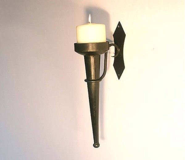 Rustikaler Wandkerzenhalter Eisen Ritterstil Burgfackel Schwarz Mittelalter-Stil