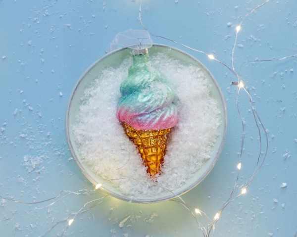 Christbaumschmuck Eis 2 Stück Glas Christbaumanhänger Eiswaffeln Christbaumfigur