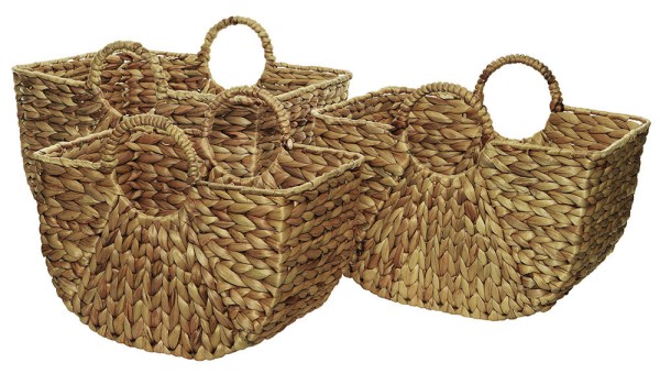 Geflochtener Korb Aufbewahrungskorb mit Henkeln Wasserhyazinthe Boho-Style