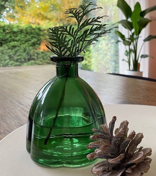 Vase Glas Vintage Tischvase Grün Blumenvase Nostalgie Dekovase 11cm