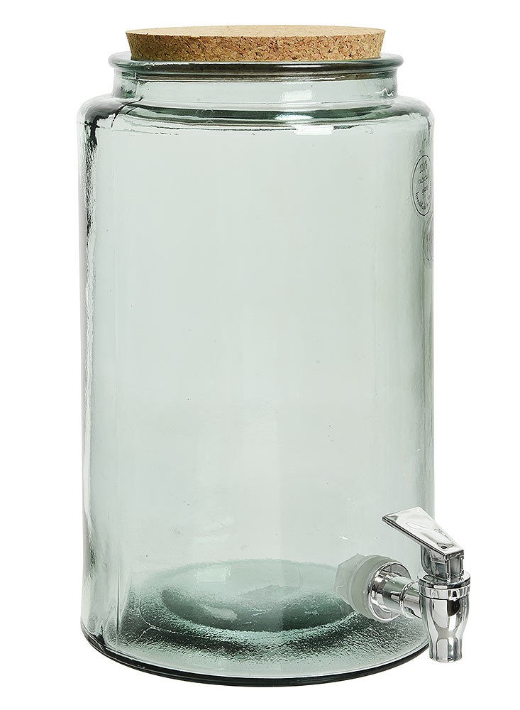 Getränkespender Glas mit Zapfhahn 5 Liter Wasserspender Kork Deckel Saftspender