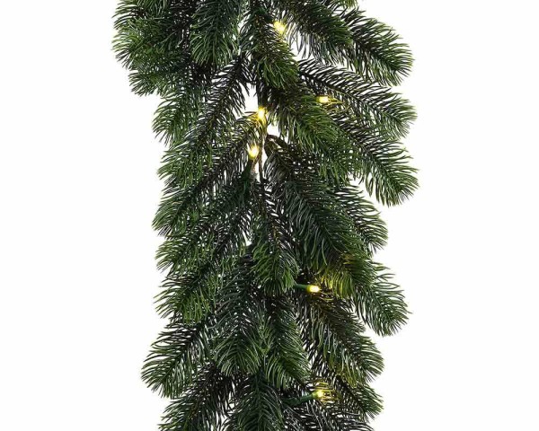 Tannengirlande Naturgetreu LED Beleuchtet Weihnachtsgirlande Außenbereich Timer 180cm