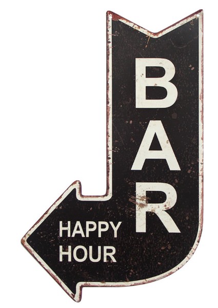 Blechschild BAR Happy Hour Retro Vintage-Deko Wegweiser Antik-Stil 25 x 40 cm