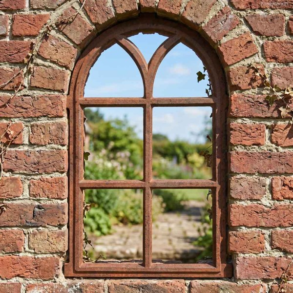 Stallfenster Gusseisen Antik-Stil Rostig Rundbogen Eisenfenster 67cm