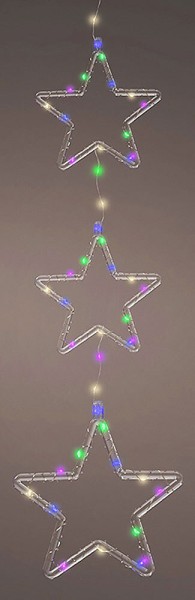 LED Sterne Bunt Fensterdeko Innen und Außen Weihnachtsdeko Batterie Timer 63 cm